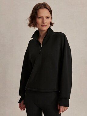 Varley Sian Cropped Half-Zip Sweat Black Medium